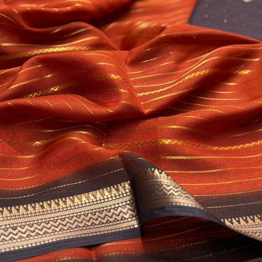 Rust Orange Semi Mysore Silk Saree