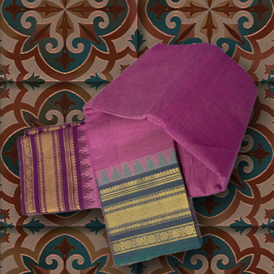 Marigold Indigo Chettinad Cotton Saree