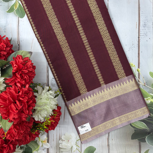Wine Radiance Banarasi Catlon Silk Saree