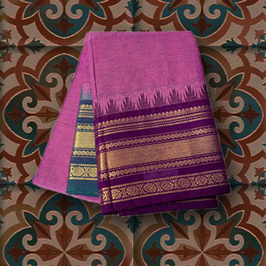 Marigold Indigo Chettinad Cotton Saree